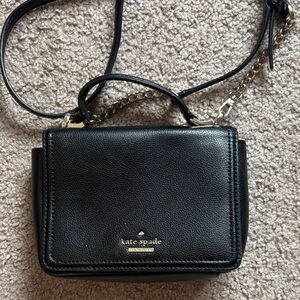 Kate Spade Black Crossbody Bag with Gold Chain